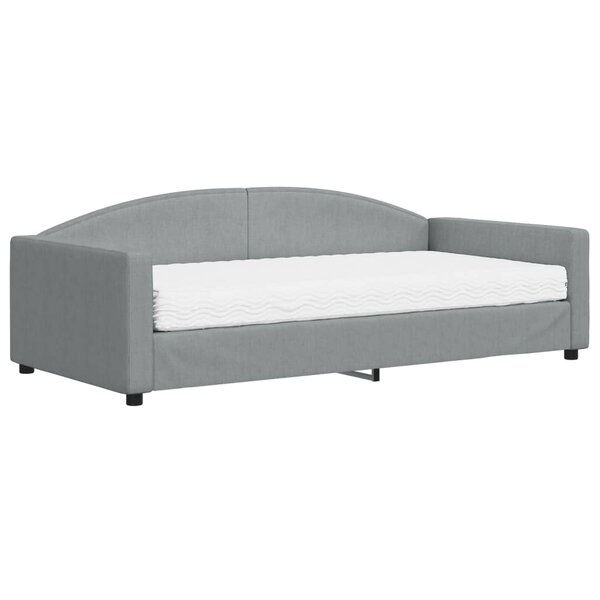 vidaXL Lit de jour avec matelas gris clair 100x200 cm tissu