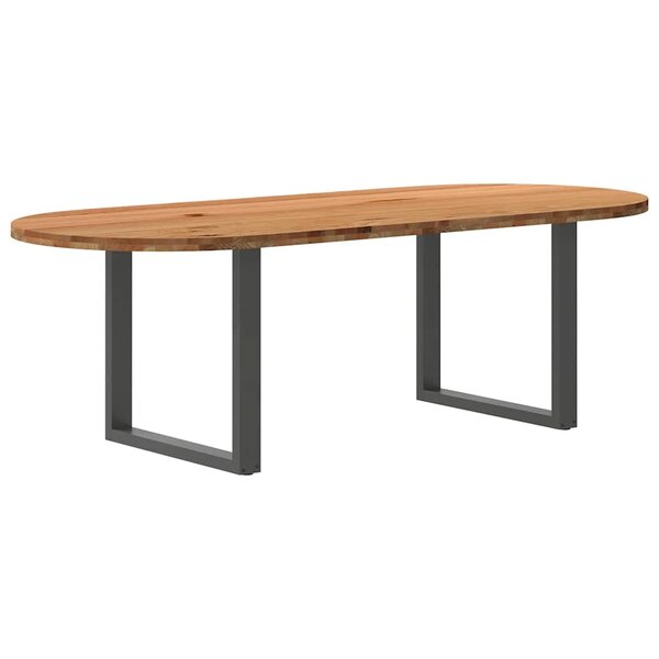 vidaXL Table à manger marron clair bois de chêne massif ovale