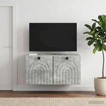 vidaXL Meuble TV mural Gris béton 59 5 x 41 x 30 cm Bois d'ingénierie