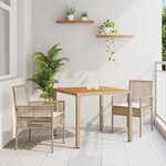 vidaXL Ensemble de salle à manger de jardin en 3 pièces avec coussins crème beige poly rotin
