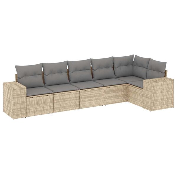 vidaXL Salon de jardin avec coussins 6 Pièces beige résine tressée