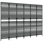 vidaXL Cloison de séparation 6 panneaux noir résine tressée