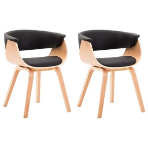 vidaXL Chaises à manger lot de 2 noir bois courbé et similicuir