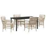 vidaXL Ensemble de salle à manger pour jardin 5 Pièces Beige Poly rotin