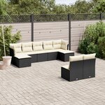 vidaXL Salon de jardin 9 Pièces avec coussins noir résine tressée