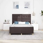 vidaXL Cadre de lit avec tête de lit Marron foncé 140 x 200 cm tissu