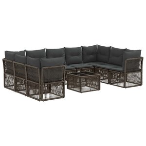 vidaXL Ensemble de canapé de jardin 10 Pièces Gris polyrotin
