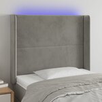 vidaXL Tête de lit à LED Gris clair 83x16x118/128 cm Velours