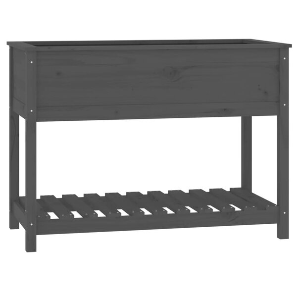 vidaXL Jardinière avec étagère Gris 111 5x54x81 cm Bois massif de pin