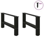 vidaXL Pieds de table basse Noir 2 pièces 60 x (30-31) cm Acier