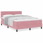 Lit à sommier tapissier avec matelas rose 160x200 cm en velours