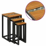 vidaXL Table Gigogne 3 pc Marron Bois de teck massif