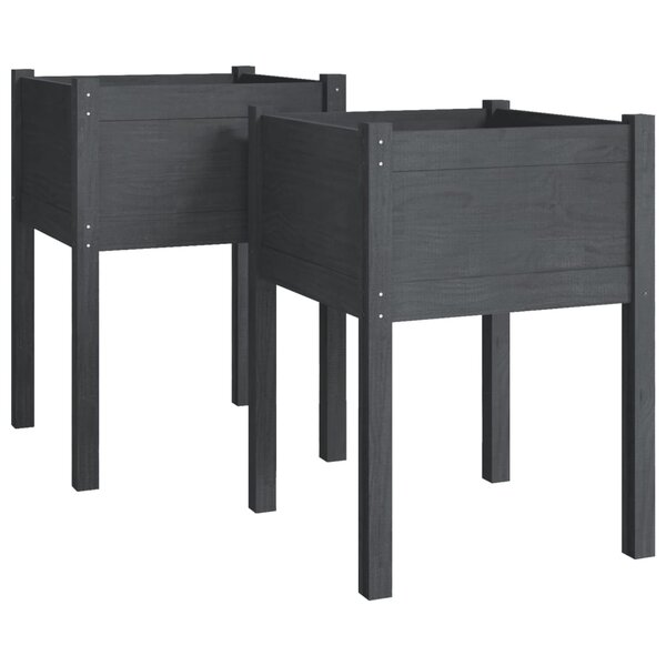 vidaXL Jardinières 2 Pièces Gris 50x50x70 cm Bois de pin massif