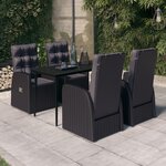 vidaXL Ensemble à manger de jardin avec coussins 5 Pièces Noir