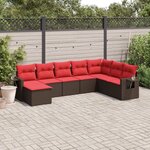 vidaXL Salon de jardin 8 Pièces avec coussins marron résine tressée