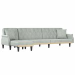 vidaXL Canapé-lit en forme de L gris clair 271x140x70 cm velours