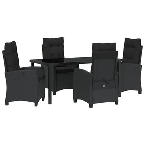 vidaXL Ensemble de salle à manger pour jardin 5 Pièces Noir polyrotin