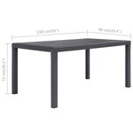 vidaXL Table de jardin Marron 150x90x72 cm Plastique Aspect de rotin
