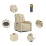 vidaXL Fauteuil inclinable de massage crème tissu