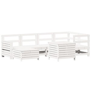 vidaXL Salon de jardin 7 Pièces blanc bois de pin massif