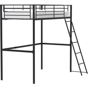 Lit mezzanine enfant ELIOT en métal noir 90 x 190 cm avec sommier inclus