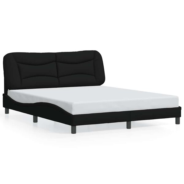 vidaXL Cadre de lit sans matelas Hvar noir 160x200 cm tissu
