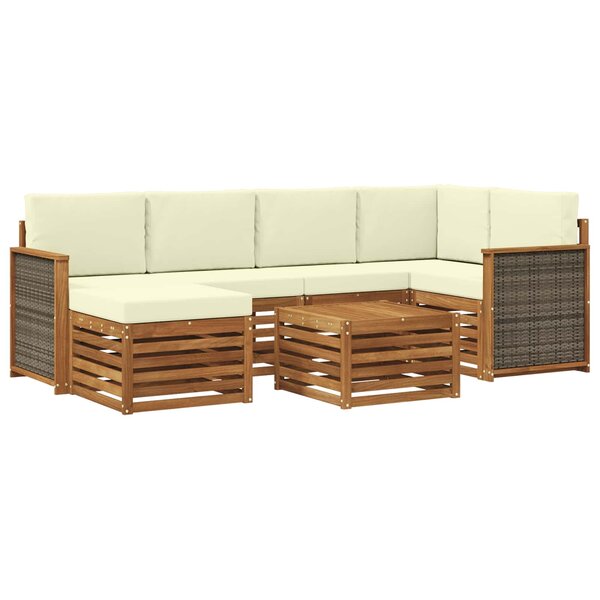 vidaXL Ensemble de canapé d'angle avec coussin 6 Pièces Naturel et Crème