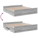 vidaXL Cadre de lit avec tiroirs sans matelas sonoma gris 180x200 cm