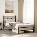 vidaXL Cadre de lit en métal sans matelas chêne sonoma 107x203 cm