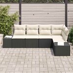 vidaXL Ensemble de canapé de jardin 5 Pièces Noir polyrotin