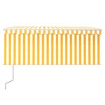 vidaXL Auvent automatique capteur de vent et LED 3x2 5m Jaune et blanc