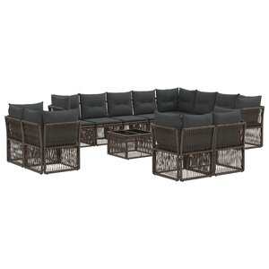vidaXL Ensemble de canapé de jardin 13 pc Gris polyrotin