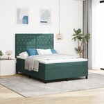 Lit Box Spring avec Matelas Vert Foncé 140x190 cm Velours