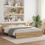 vidaXL Cadre de Lit avec Tête en Chêne – 180 x 200 cm  en bois reconstitué.