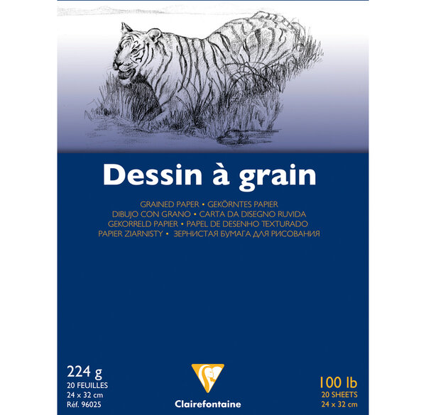 Bloc 20 Feuilles de Dessin à Grain Fin 24x32 cm 224g Blanc CLAIREFONTAINE