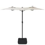 vidaXL Parasol de jardin à double tête avec LED blanc sable 316x145 cm