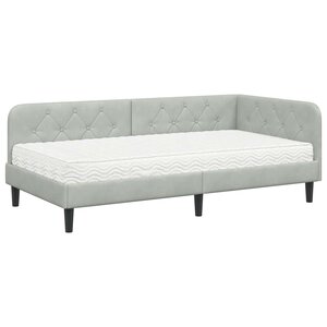 vidaXL Cadre de lit d'angle Gris clair 90 x 200 cm Velours