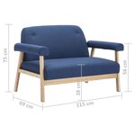 vidaXL Canapé à 2 places Tissu Bleu