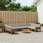 vidaXL Ensemble de canapés d'extérieur 10 Pièces Naturel et gris clair
