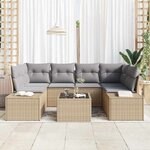 vidaXL Ensemble de canapé de jardin 8 Pièces Beige et gris polyrotin