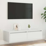 vidaXL Meuble TV avec lumières LED blanc 100X35 5x25 cm