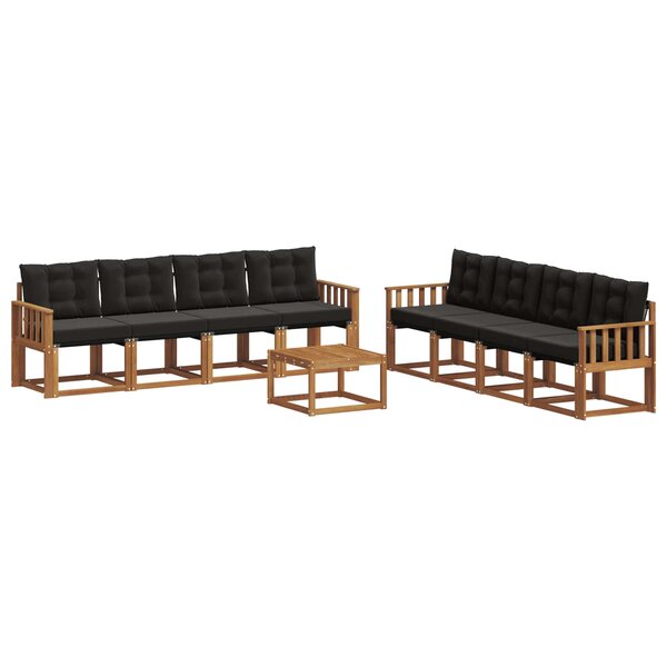 vidaXL Ensemble de canapés d'extérieur 9 pc Naturel et Noir