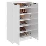 vidaXL Meuble chaussures Blanc brillant 59x35x100 cm Bois d'ingénierie