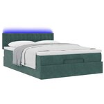 vidaXL Cadre de lit ottoman avec matelas vert foncé 140x200 cm velours