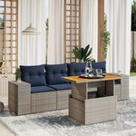 vidaXL Salon de jardin 5 Pièces avec coussins gris résine tressée