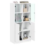 vidaXL Buffet haut avec portes blanc 68x37x142 cm bois d'ingénierie