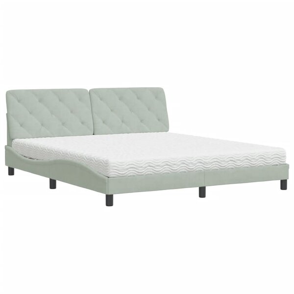vidaXL Lit avec matelas gris clair 180x200 cm velours