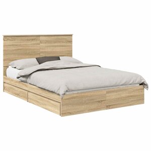 vidaXL Lit de Rangement Chêne Sonoma 140 x 190 cm Bois d'ingénierie