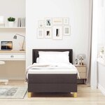 vidaXL Lit à ressorts avec matelas Marron foncé 200 x 90 cm Polyester