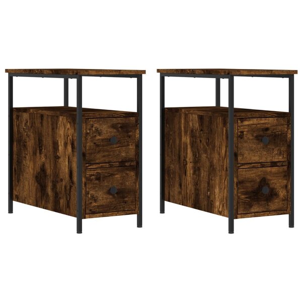 vidaXL Tables de chevet 2 Pièces chêne fumé 30x60x60 cm bois d'ingénierie